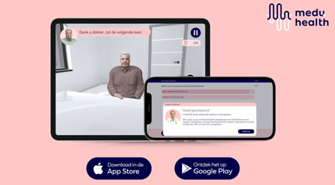 Medu.health is het serious game leerplatform voor zorgprofessionals waar in een virtuele omgeving patiënten met verschillende ziektebeelden of aandoeningen behandeld kunnen worden. Test uw kennis! Download de app.