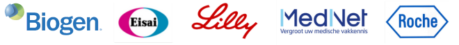 logo van eisai, lilly, MedNet en roche. Sponsoren van de Dementie Update 2025