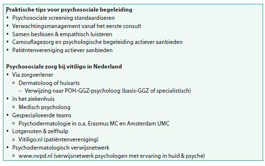 Mogelijkheden voor psychosociale begeleiding van vitiligopatiënten